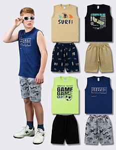 KIT 4 CONJUNTO JUVENIL REGATA VERÃO (ESTAMPAS SORTIDAS)