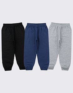 KIT 3 CALÇA MOLETOM INFANTIL JUVENIL FLANELADO (ESTAMPAS SORTIDAS)