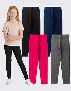 KIT 4 CALÇA LEGGING INFANTIL JUVENIL MENINA PELUCIADA SUPLEX (CORES SORTIDAS)
