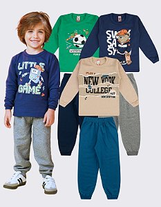 KIT 3 CONJUNTO MOLETOM INFANTIL MENINO (ESTAMPAS SORTIDAS)