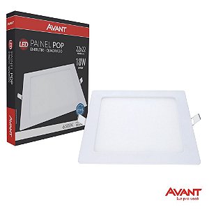 Painel led Embutir Quadrado Luminária Teto Plafon Pop Avant 18w 1260 lumens 6500k Branco Frio - 1 Ano Garantia