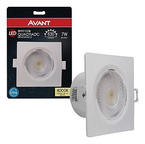 Spot led 7w Quadrado Embutir Direcionável Branco Quente (amarelo) 3000K 630 lumens - 1 ano garantia