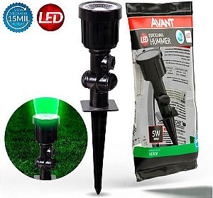 Luminária Espeto Jardim Led Verde 5w Hummer Luzes de gramado IP65 Prova de água Avant Bivolt - 1 Ano Garantia