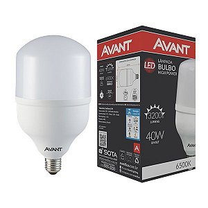 Lâmpada LED 40W 3200 Lumens Bulbo Avant Alta Potência Bivolt Econômica 6500K Branco Frio E27 (1 Ano de garantia)