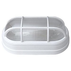 Luminária Tartaruga com grade Branco Externa Soft Soquete Bocal E27 OPL Resistente Anti-UV