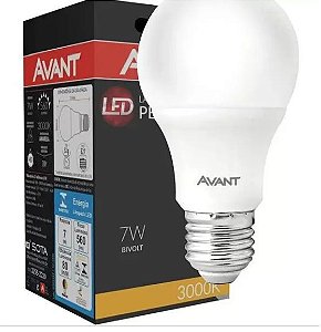 Lâmpada led 7W 560 lumens Bulbo Avant Bivolt Econômica 3000K Branca Quente E27 (1 Ano de garantia)