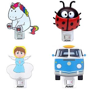 Luminária infantil Led Luz Noturna Tomada 1W Mini Abajur Bivolt Avant Branco quente 3000k - 1 Ano de Garantia