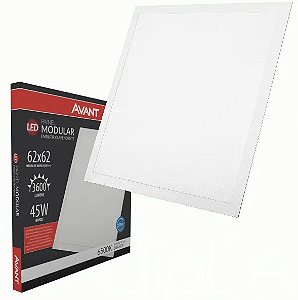 Painel Modular Plafon LED 45W Embutir ou Pendente 62x62cm 3600 lumens 6500K Branco Frio Avant - 1 Ano de Garantia
