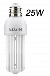 Lâmpada Fluorescente 3U 25W Elgin Compacta 220V 6400K Branca Fria 1525lm E27 - 1 Ano de Garantia