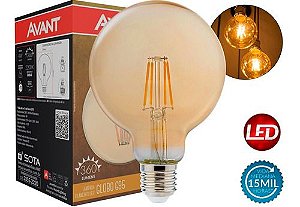 Lâmpada led Retrô Filamento Globo G95 4W 220V Âmbar 320lm E27 2200K Dimerizável - 1 Ano de Garantia