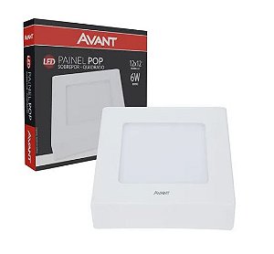 Painel led Sobrepor Quadrado Luminária Teto Plafon Pop Avant Bivolt 6w 12x12cm 360lm 6500k Branco Frio - 1 Ano Garantia