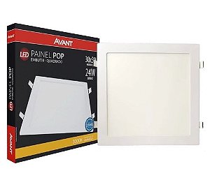 Painel led Sobrepor Quadrado Luminária Teto Plafon Pop Avant Bivolt 24w 30x30cm 1680lm 3000k Branco Quente 1 Ano Garanti