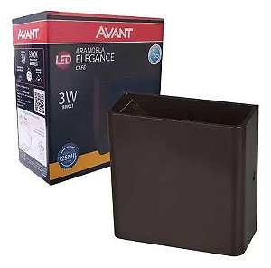 Arandela led integrado Elegance Due 3000k Externa Avant 3w Bivolt Café IP65 Resistente a poeira e chuva 1 Ano Garantia
