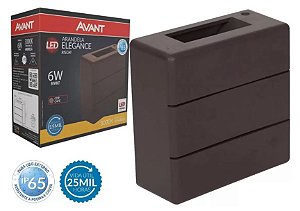 Arandela led integrado Elegance Rischi 3000k Externa Avant 6w Bivolt Café IP65 Resistente poeira e chuva 1 Ano Garantia