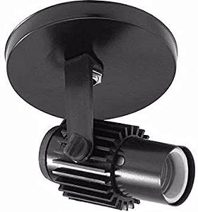 Spot Aletado Simples Tipo Trilho Eletrificado Sobrepor Tubinho E-27 Preto Luminária Articulado Decoração Teto/ Parede