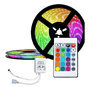 Fita Led Colorida RGB 3528 5 metros + Driver 12V+ Controle remoto (SEM FONTE)