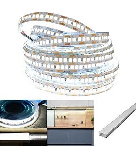 Fita led 240 leds 2835 5M 12V Branco Frio 6500K 24W/Metro Para perfil, sanca, tabica, espelhos, cortineiro, móveis..