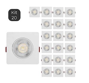 Kit 20 Spot Led Smd 5w Quadrado Branco Frio 6500k Dicróica Direcionável Embutir