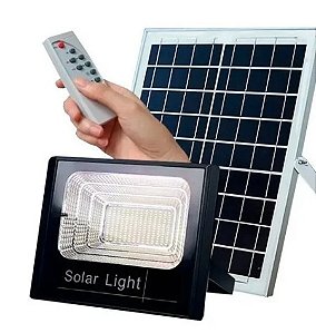 Refletor Solar Led 50W Branco Frio Holofote Bivolt 6500K Completo - Resistente a Água e Poeira IP66 Externo