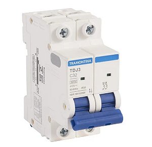 Disjuntor DIN Bipolar 32A Tramontina TDJ3 2 polos Curva C 3kA IP20
