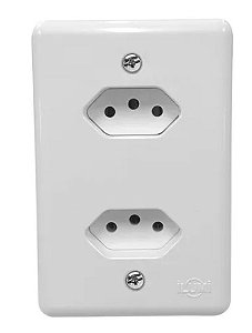 Tomada Dupla 10A Stylus Ilumi 4x2 BR 250V Monobloco 2P+T Completa - 5 Anos Garantia