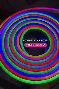 Mangueira Neon Digital 12V Led 5mt Colorida Flexível C/ Controle e Amplificador Blindada IP66 Resistente Chuva e Poeira