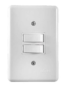 Interruptor Duplo 2 Teclas Simples 4x2 BR Completa 250V C/ Placa- 5 Anos de Garantia