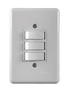 Interruptor Triplo 3 Teclas Simples 4x2 BR Completa 250V C/ Placa- 5 Anos de Garantia