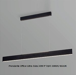 Luminária Pendente Office Ultra Slim 30W IP20 PT Branco Frio 6500K