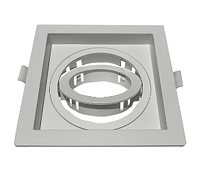 Spot Recuado p/ Dicróica MR16 Bocal GU10 - 10X10 Direcionável Branco Quadrado Embutir Acompanha Presilhas/ Bocal
