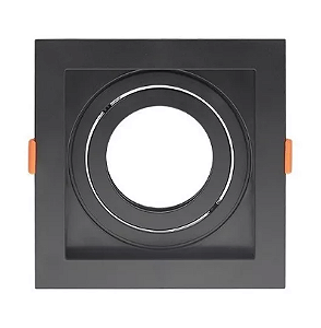 Spot Recuado p/ Dicróica MR16 Bocal GU10 - 10X10 Direcionável Preto Quadrado Embutir Acompanha Presilhas/ Bocal