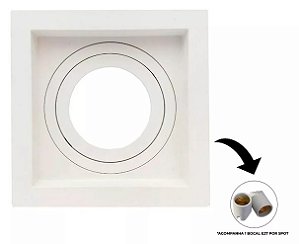Spot Recuado para Dicróica Par20 13x13 Branco/ Preto Direcionável Quadrado Embutir E27 Acompanha Presilhas e Bocal