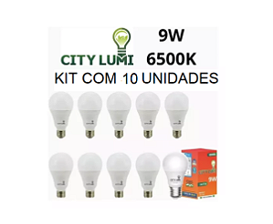 Kit 10 Lâmpadas Led 9w 6500K Branco Frio Bulbo Soquete E27