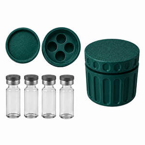 Estojo Case Porta Ampolas Verde Metálico Capacidade 4 Frascos 3ml