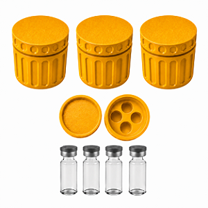 Estojo Case Porta Ampolas Amarelo Ouro Capacidade 4 Frascos 3ml Pack 3 Unidades