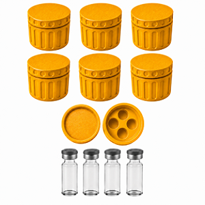 Estojo Case Porta Ampolas Amarelo Ouro Capacidade 4 Frascos 3ml Pack 6 Unidades