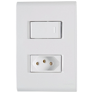 Conjunto 1 Interruptor Simples + 1 Tomada 2P+T 10A/250V  57170/264 Branco Tramontina