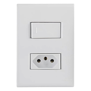 Conjunto 1 Interruptor Simples + 1 Tomada 2P+T 20A 170/044 Branco Liz Tramontina