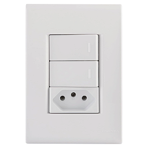 Conjunto 2 Interruptor Simples + 1 Tomada 2P+T 10A 57170/073 Branco Liz Tramontina