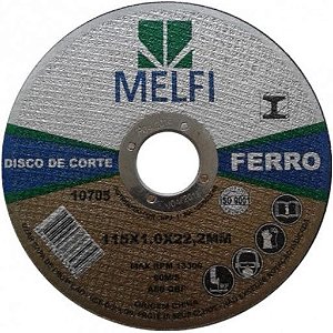 Disco de Corte para Ferro Melfi 115,0 x 1,0 x 22,23mm Pacote com 10 un.
