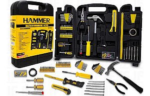 Kit de Ferramentas com Maleta Completo 142 peças Hammer KF-142 6 Meses de Garantia (Martelo, Bits, Alicate, Chave Teste, Isolante...)