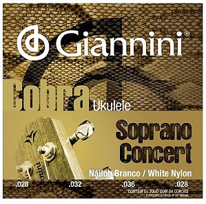 Encordoamento Giannini Ukulele Soprano Concert Nylon Branco