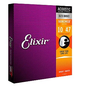 Encordoamento Elixir Violão Aço 010 Bronze Nanoweb Selo Izzo