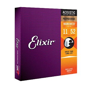 Encordoamento Elixir Violão Aço 011 Phosphor Bronze Nanoweb