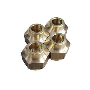 Kit 4 Porcas Regular Flange 5/16" em Latão