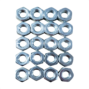 KIT 20 PORCA SEXTAVADA 1/4" ZINCADA BAIXA C.07.1