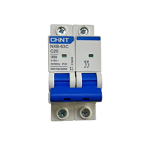 Disjuntor Bipolar 20a Curva C 220v 240v 415v Nxb-63c Chint