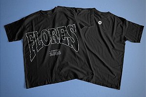 Camiseta "FLORES" Preta malhão G