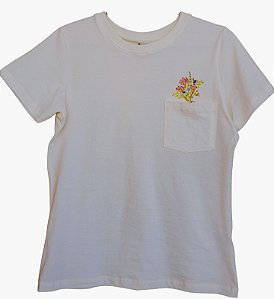 TSHIRT COM BOLSO FLORES OFF WHITE -TAMANHO - G