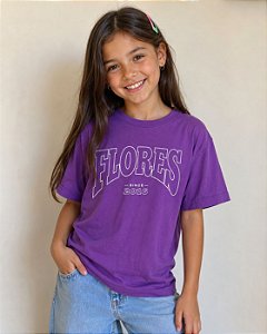 CAMISETA  MALHAO FLORES ROXA INFANTIL  - 16